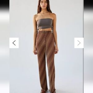NWOT Urban Outfitters Margot Printed Wide Leg Pants Brown Medium